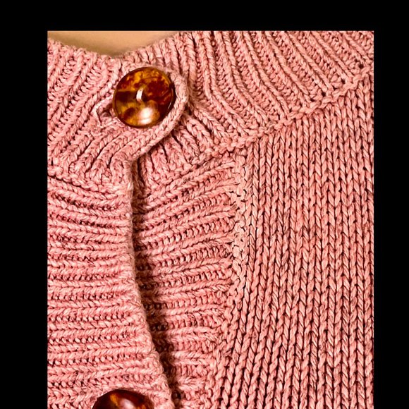 ▪️VTG▪️BENETTON▪️1980's Peach Marled Knit Cropped Cardigan Top - Picture 7 of 11